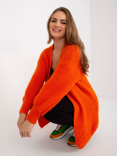 Pomarańczowy fluffy kardigan o kroju oversize OCH BELLA