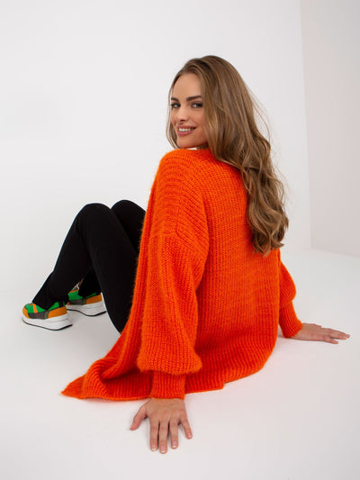 Pomarańczowy fluffy kardigan o kroju oversize OCH BELLA