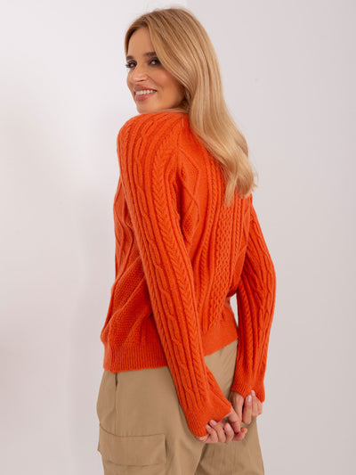 Pomarańczowy sweter damski na guziki