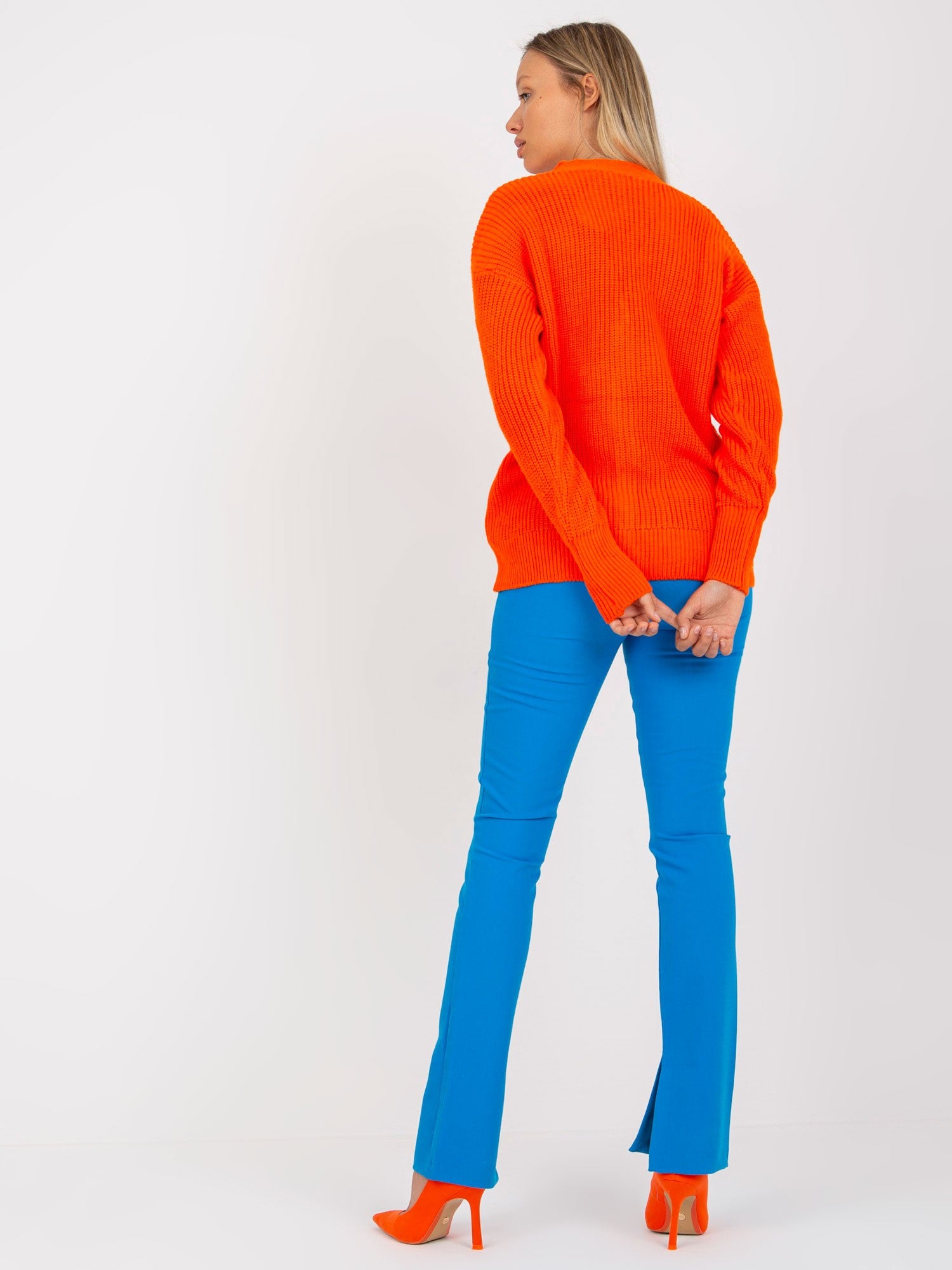 Pomarańczowy sweter rozpinany oversize RUE PARIS