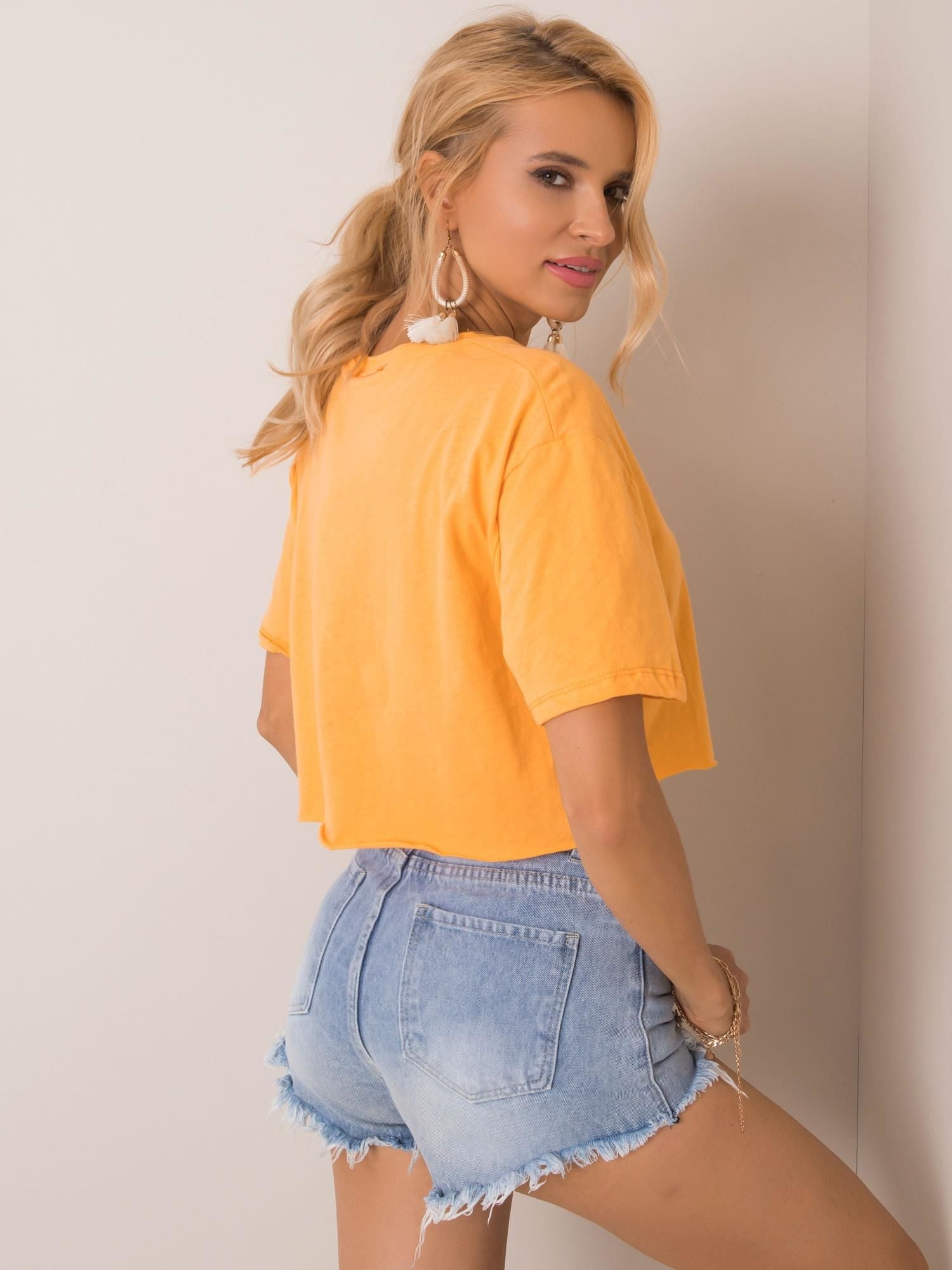 RUE PARIS Pomarańczowy krótki t-shirt
