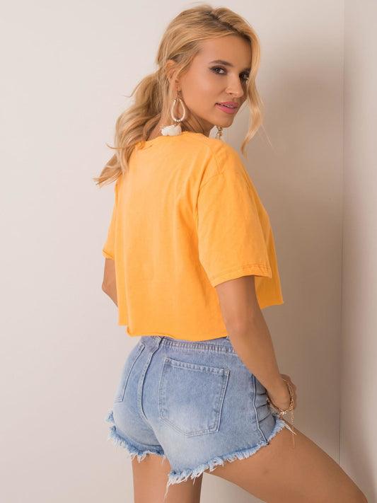 RUE PARIS Pomarańczowy krótki t-shirt