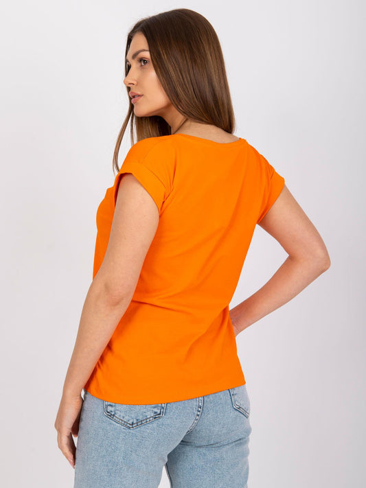 RUE PARIS Pomarańczowy t-shirt jednokolorowy