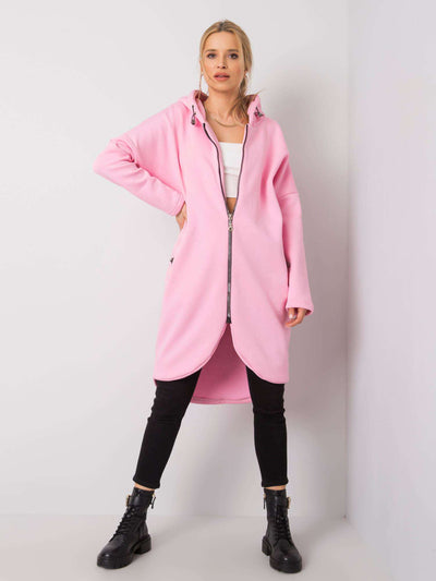 RUE PARIS Różowa długa bluza z kapturem