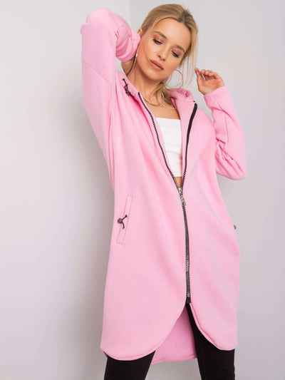 RUE PARIS Różowa długa bluza z kapturem