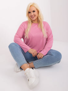 Różowa bluzka plus size z długim rękawem