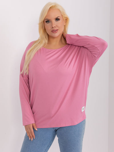 Różowa bluzka plus size z długim rękawem