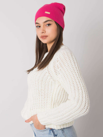 RUE PARIS Różowa czapka beanie damska
