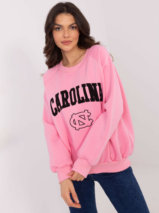 Różowa bluza bez kaptura z napisem Carolina