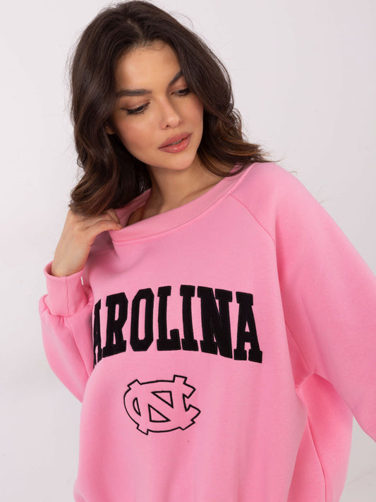 Różowa bluza bez kaptura z napisem Carolina