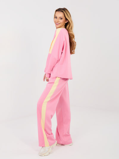 RUE PARIS Różowa damska bluza oversize bez kaptura