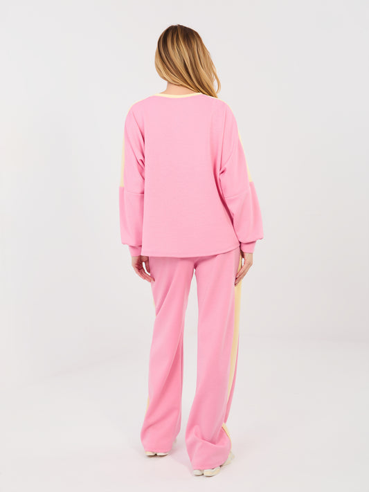 RUE PARIS Różowa damska bluza oversize bez kaptura