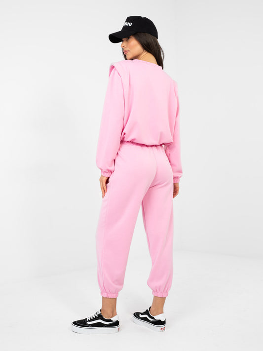 RUE PARIS Różowa krótka bluza z wiązaniem