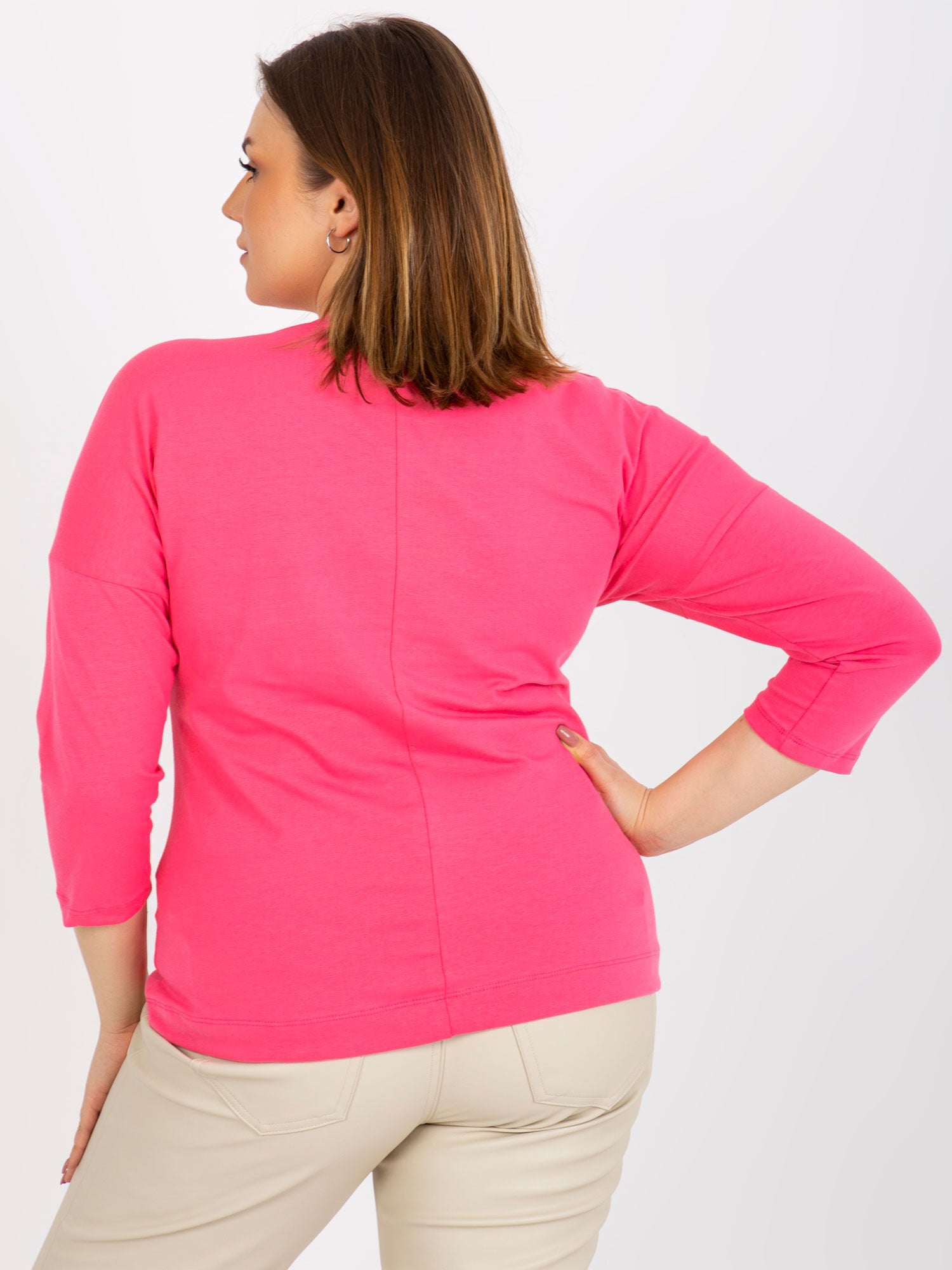 Różowa bluzka plus size z aplikacją i ściągaczem