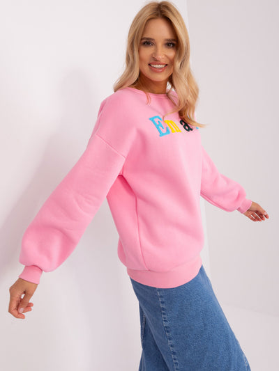 Różowa bluza bez kaptura o kroju oversize