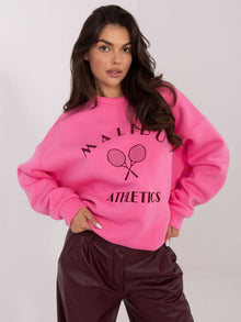 Różowa dresowa bluza oversize z haftem