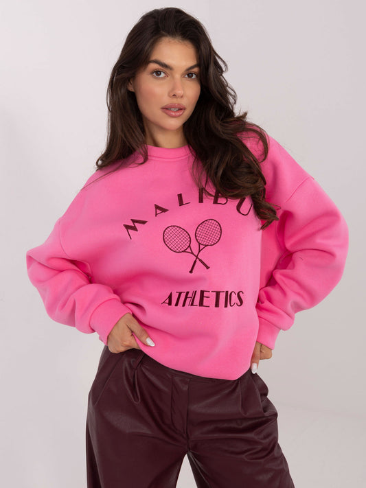 Różowa dresowa bluza oversize z haftem
