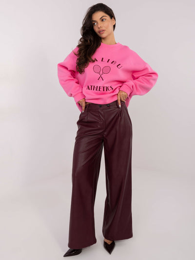 Różowa dresowa bluza oversize z haftem