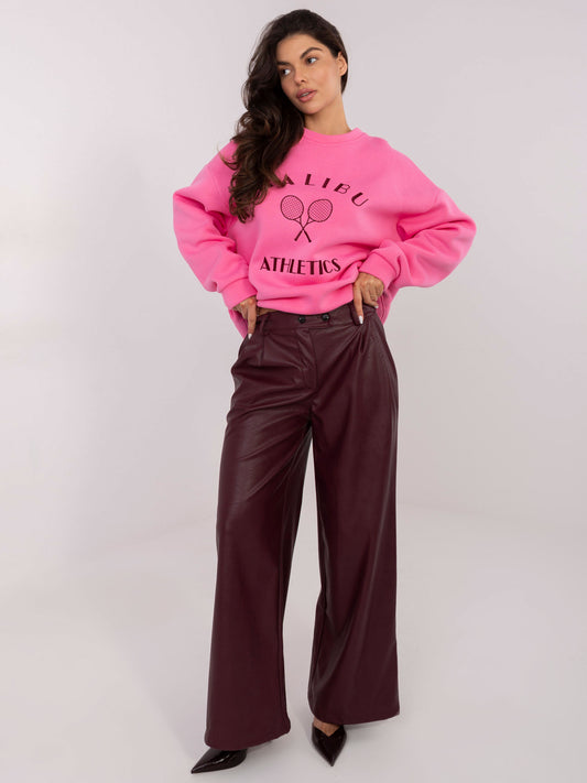 Różowa dresowa bluza oversize z haftem