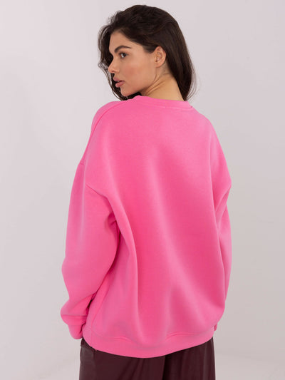 Różowa dresowa bluza oversize z haftem