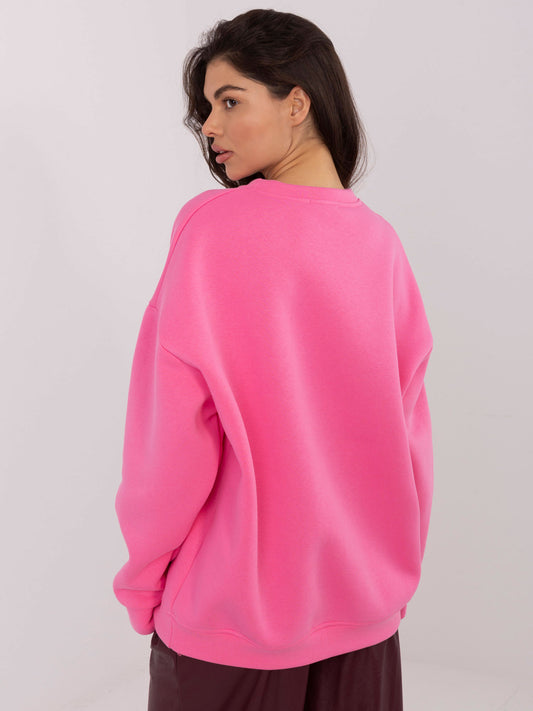 Różowa dresowa bluza oversize z haftem