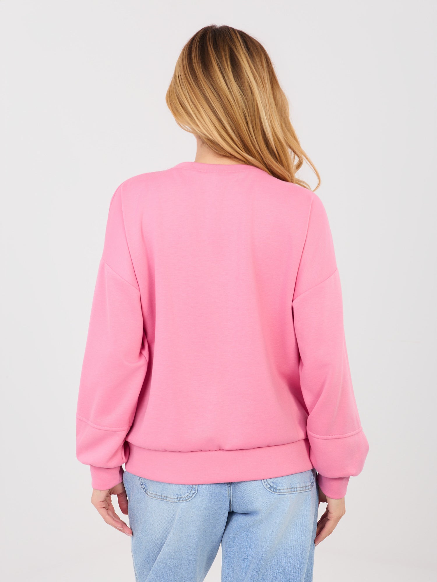 RUE PARIS Różowa dresowa bluza z miękkiego materiału