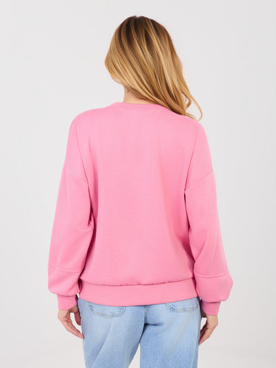 RUE PARIS Różowa dresowa bluza z miękkiego materiału