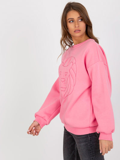 Różowa ocieplana bluza bez kaptura oversize