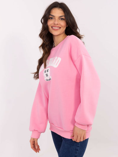 Różowa bluza bez kaptura o kroju oversize