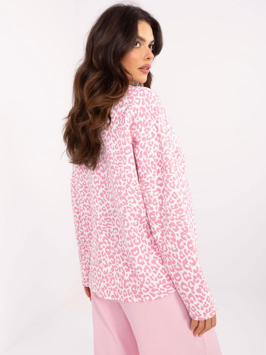 Różowo-biała damska bluza oversize w cętki
