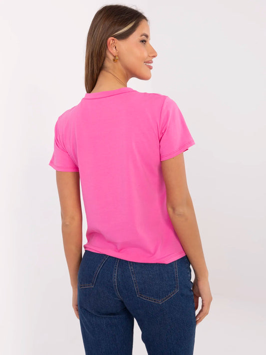 Różowy bawełniany t-shirt z napisem