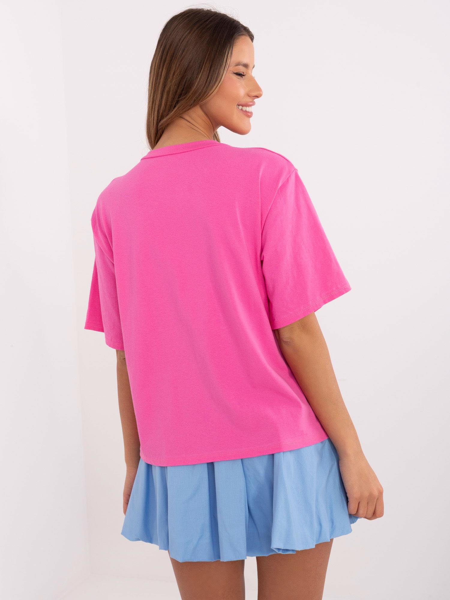 Różowy t-shirt oversize z napisem Lemon