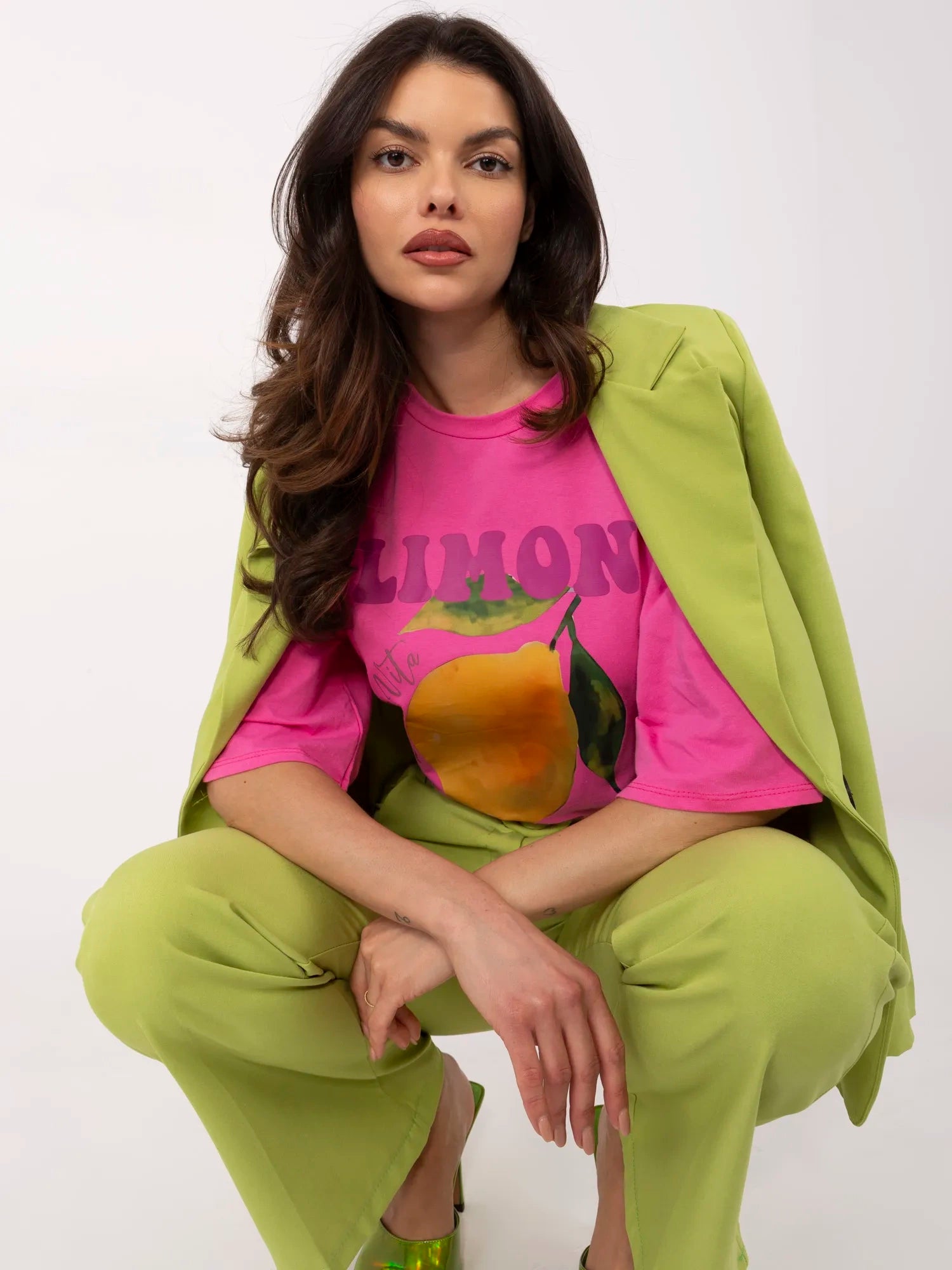 Różowy bawełniany t-shirt z nadrukiem