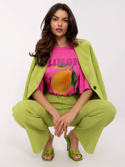 Różowy bawełniany t-shirt z nadrukiem