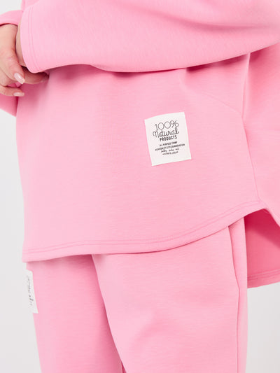 RUE PARIS Różowy damski komplet z bluzą oversize