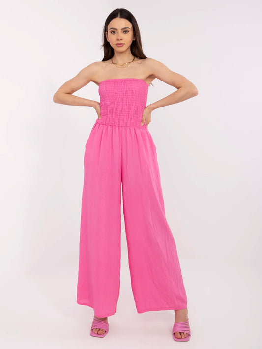 Różowy letni kombinezon z wiskozy