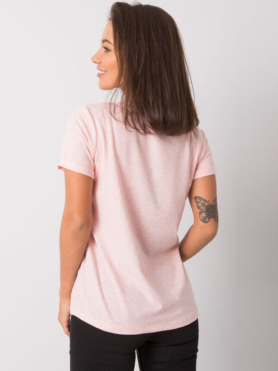 Bawełniany melanżowy t-shirt damski basic różowy