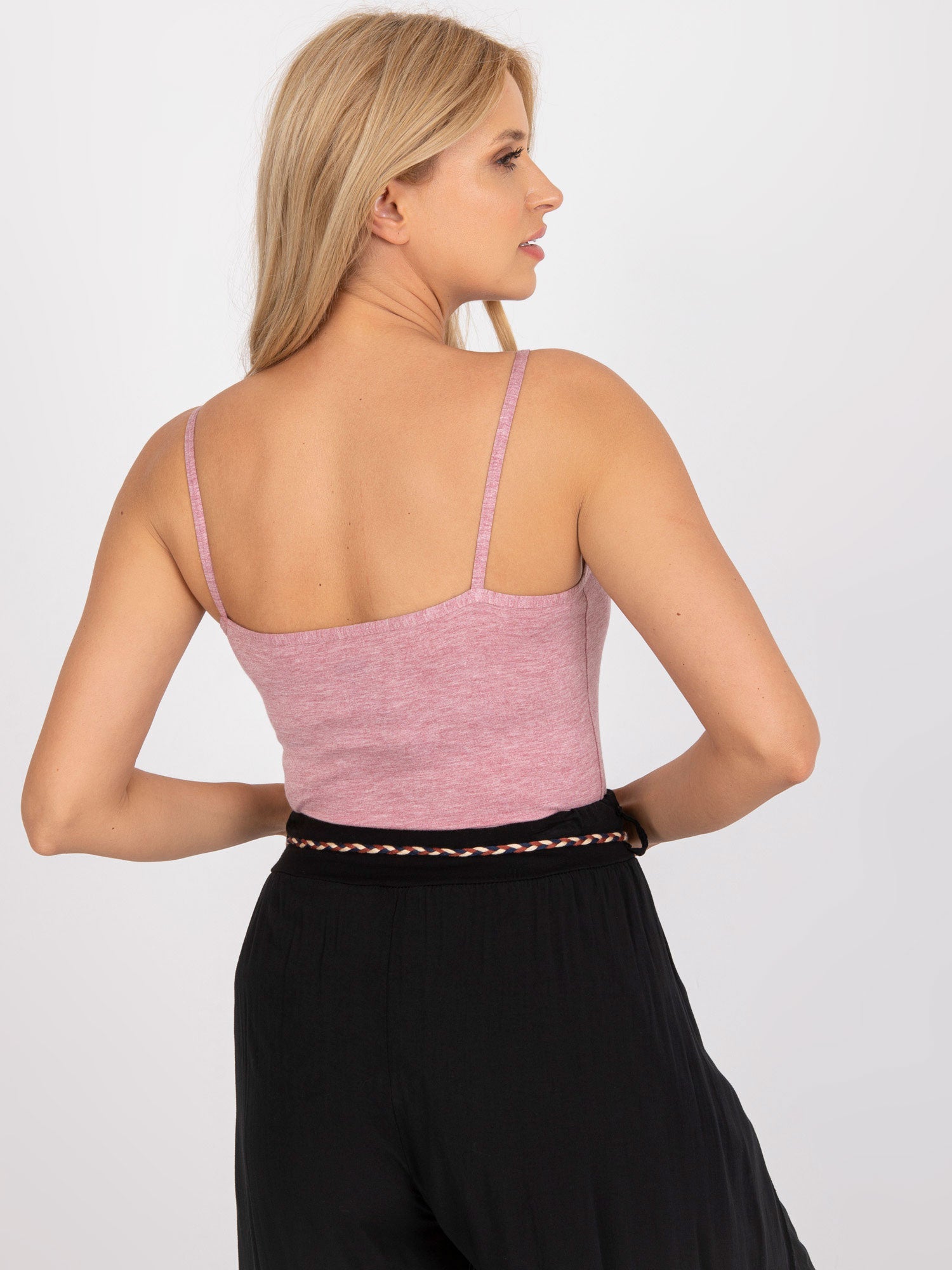 Różowy melanżowy top damski basic