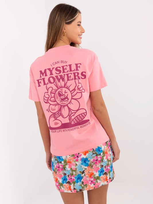 SUBLEVEL Różowy damski t-shirt z napisami