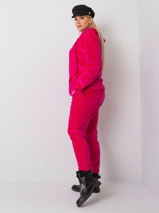 Różowy komplet welurowy plus size