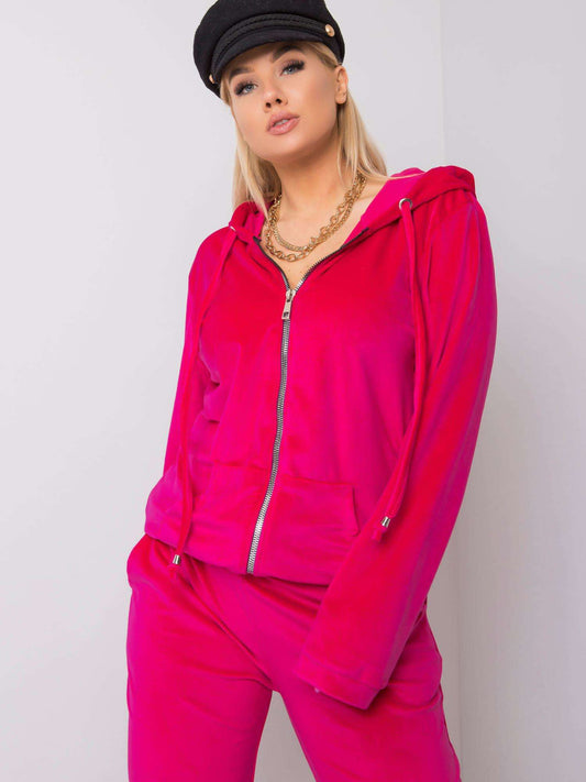 Różowy komplet welurowy plus size