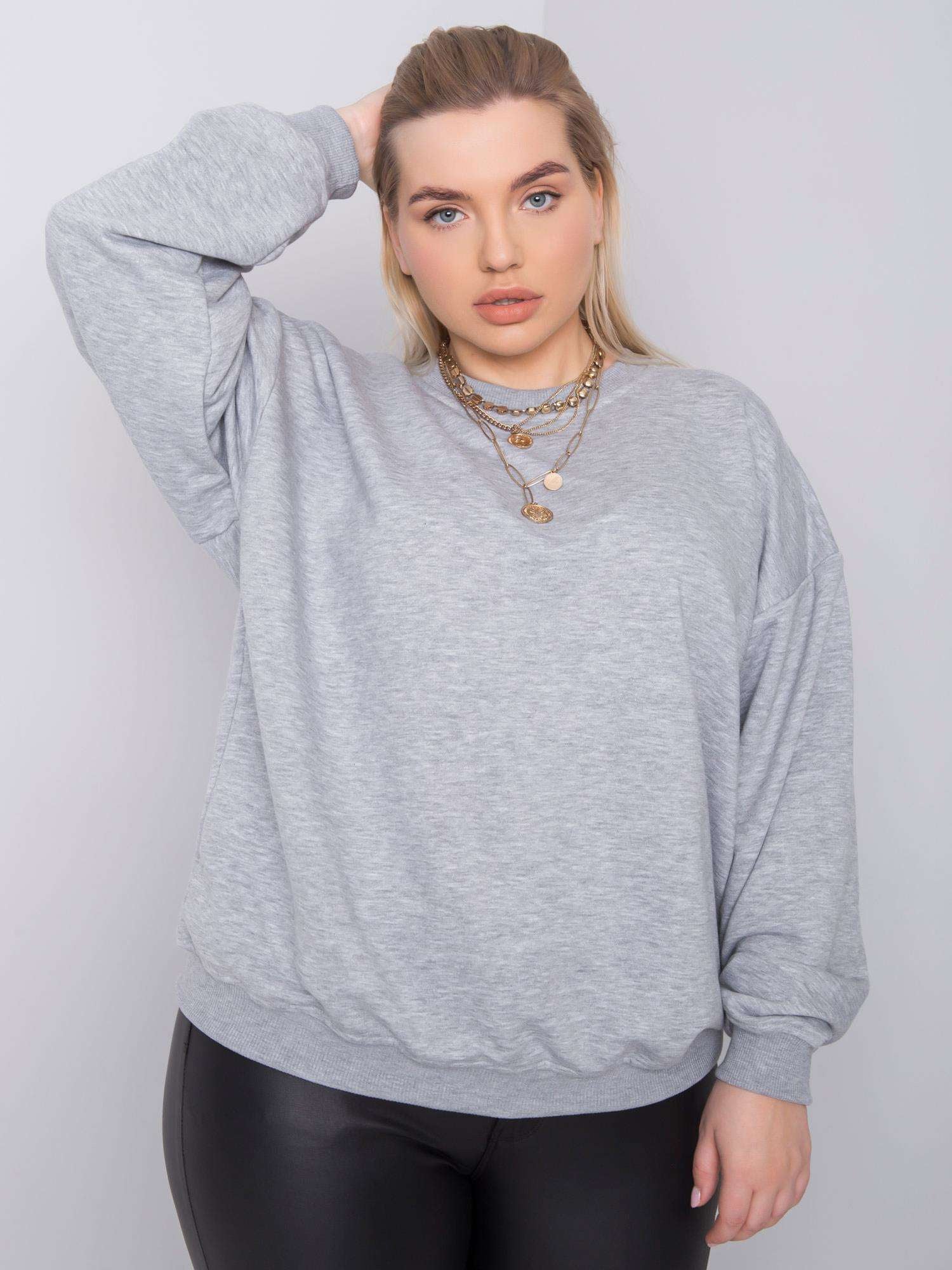 Szara bluza plus size bez kaptura