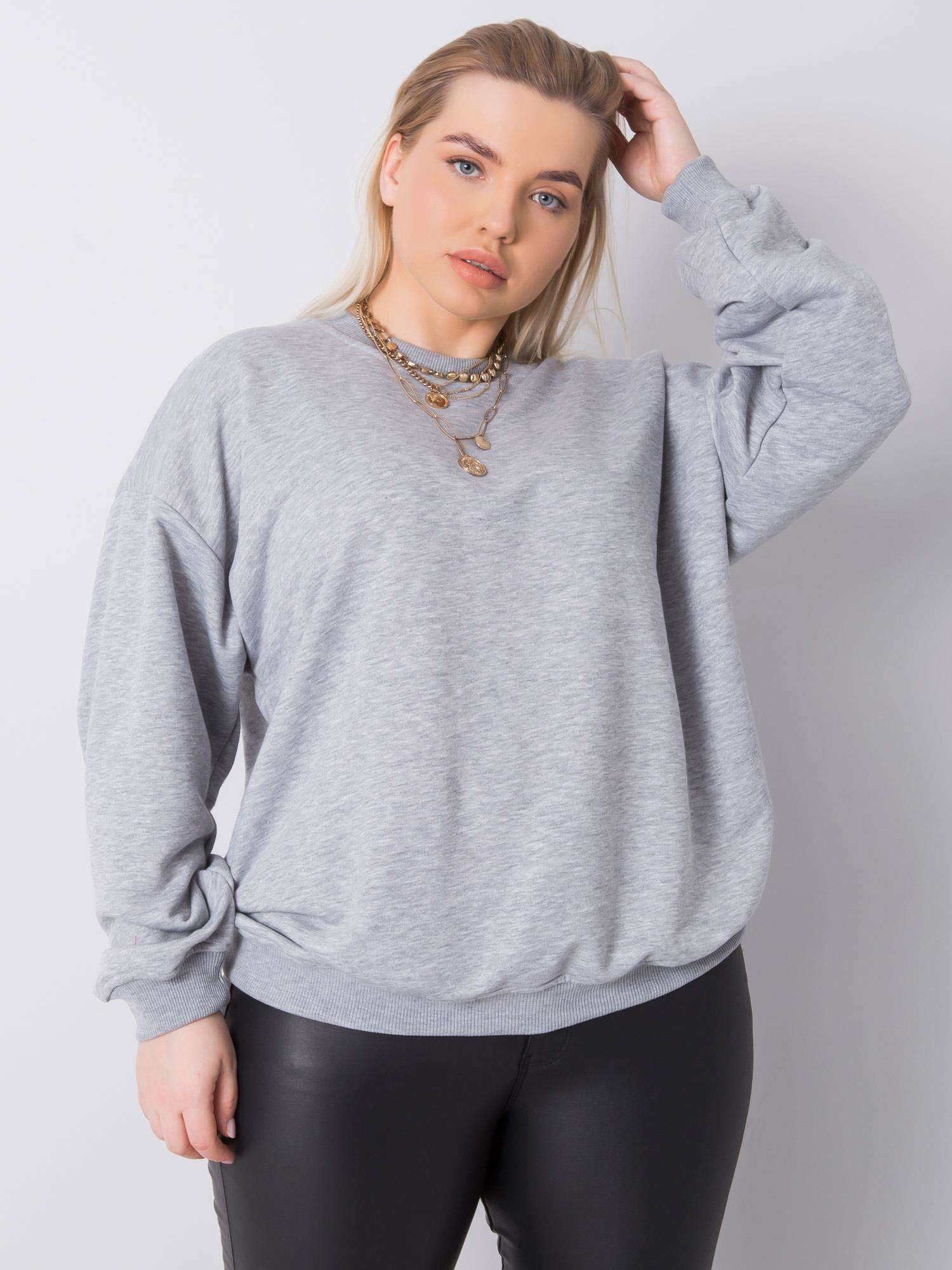 Szara bluza plus size bez kaptura