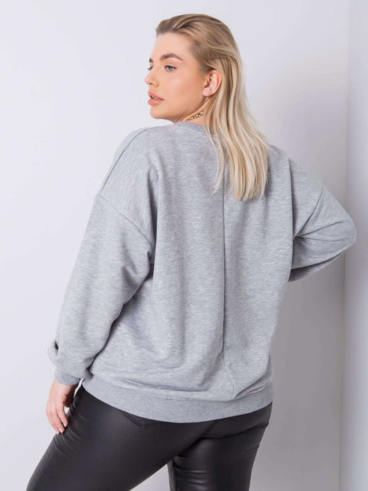 Szara bluza plus size bez kaptura