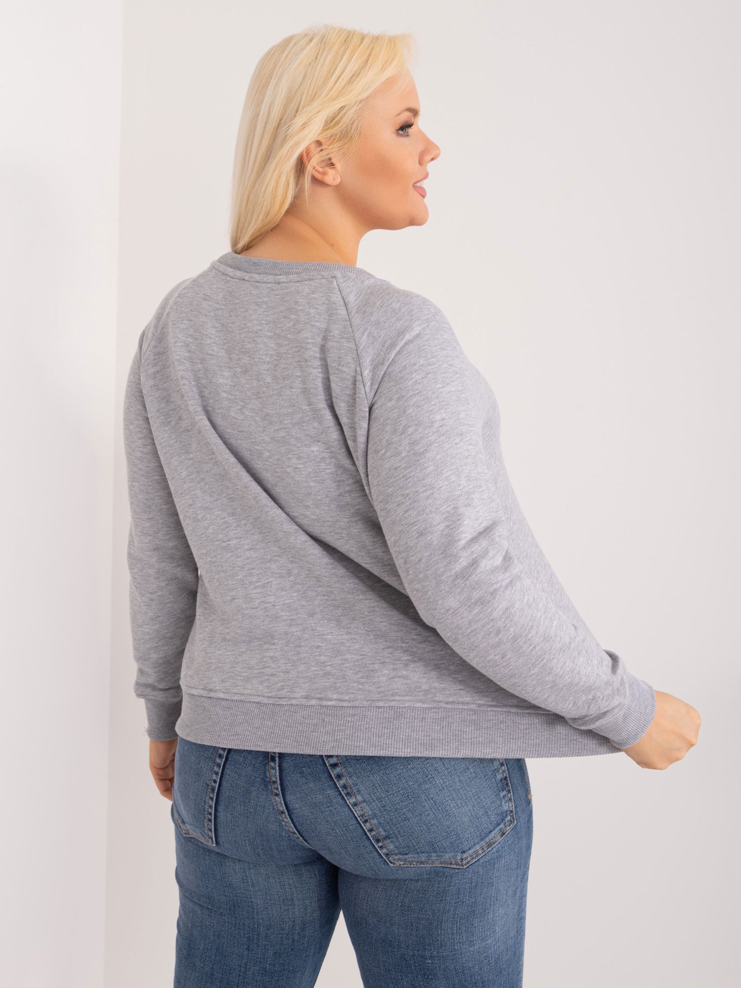 Szara bluza plus size bez kaptura