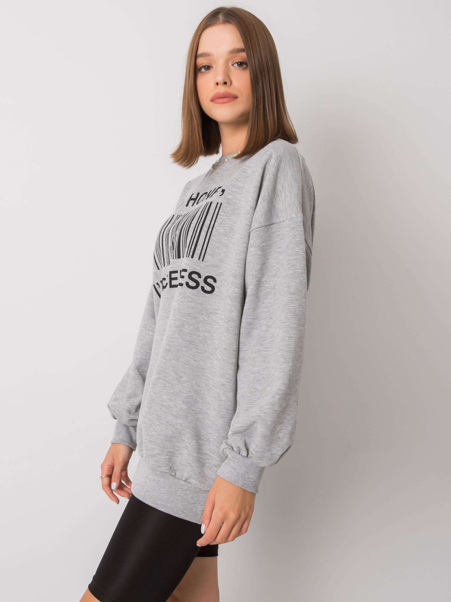 Szara bluza bez kaptura z napisem
