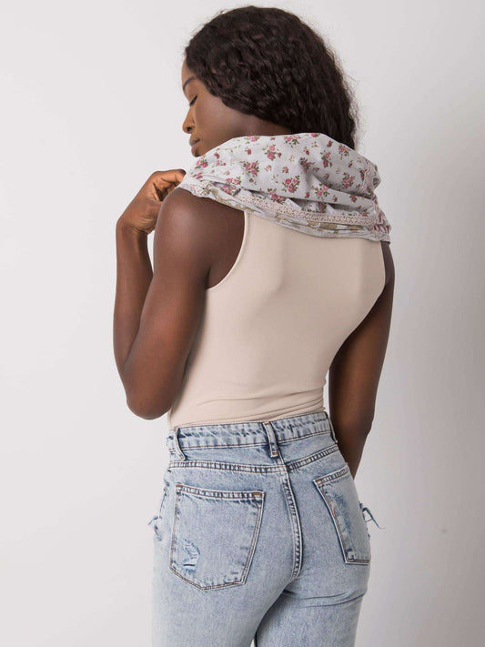 Szara chusta we wzory z bawełny