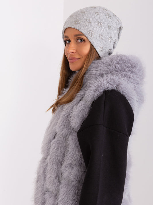 Szara czapka beanie z dodatkiem kaszmiru