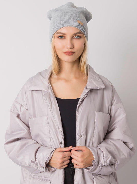 RUE PARIS Szara czapka beanie damska