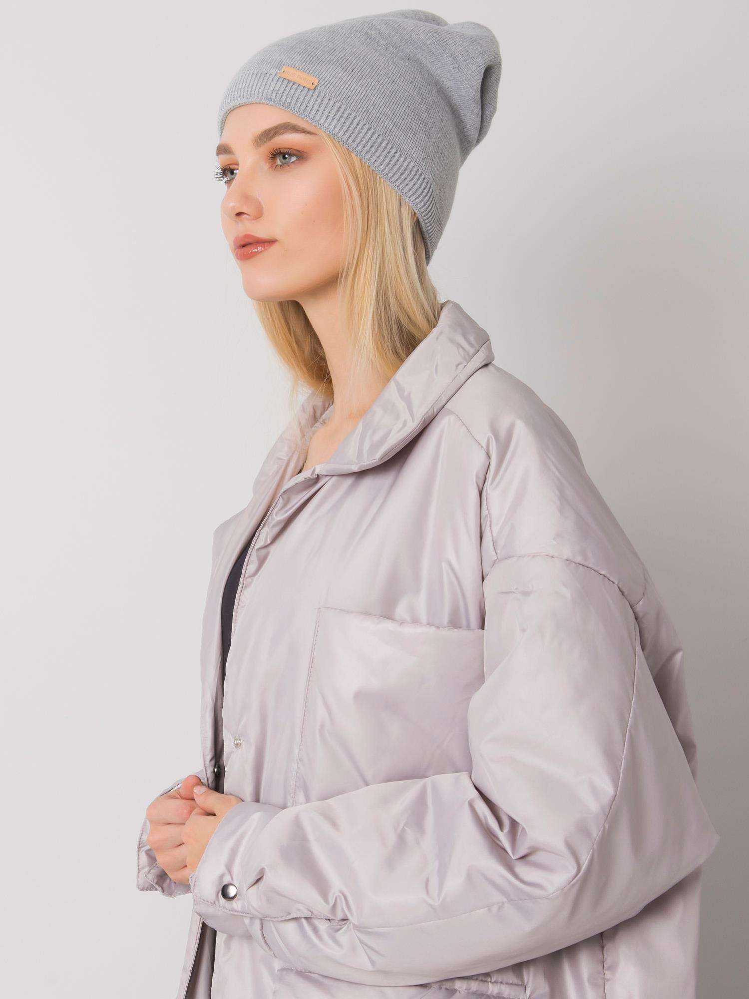 RUE PARIS Szara czapka beanie damska